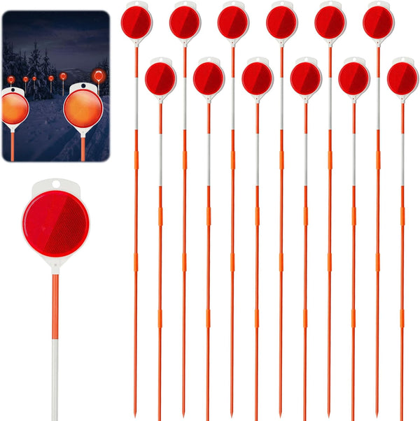 CAPHONT 12 Pcs Reflective Driveway Markers, 48 Inch Double Sided Driveway Markers Reflectors