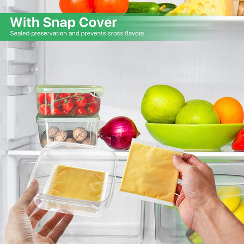 4 Pack Sliced Cheese Container for Fridge, Airtight Plastic Storage Box with Lids, Butter Block Cheese Slicer Holder