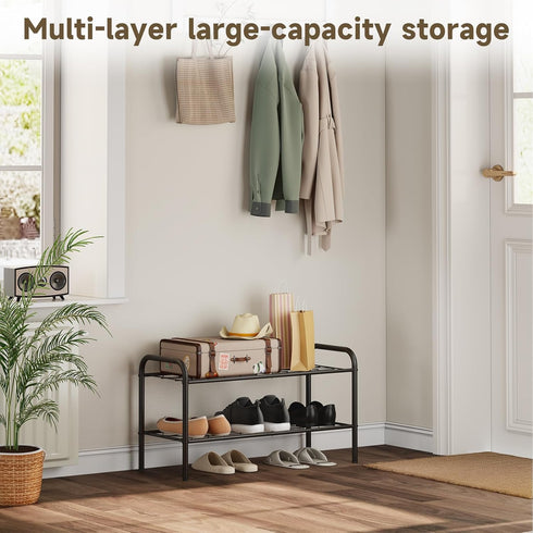 Vellzeyce Closet,Wide 2 Shoe Rack,Long Shoe Organizer for Shoe Storage for Entryway, Tier Sturdy Metal Free Standing