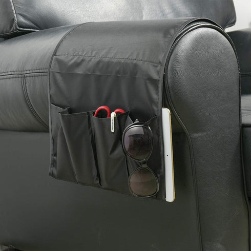 CM Sofa Armrest Organizer - Couch Arm Chair Caddy with 5 Pockets for Remote Control, Magazine, Notebook Storage