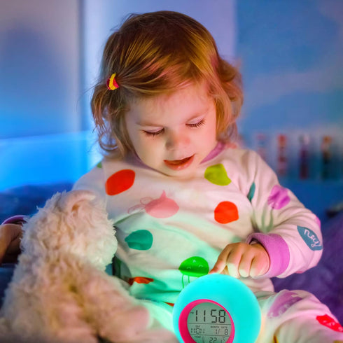 Tarklanda Kids Alarm Clock, Moon Stars Projector Alarm Clock with 7 Color Changing Night Light
