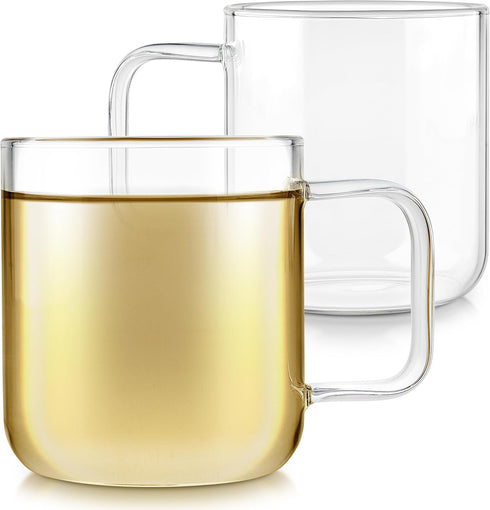Teabloom Set of Two Premium Borosilicate Glass Cups - 8 Ounces (240 ml) - Stain-free and Microwave Safe