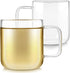 Teabloom Set of Two Premium Borosilicate Glass Cups - 8 Ounces (240 ml) - Stain-free and Microwave Safe