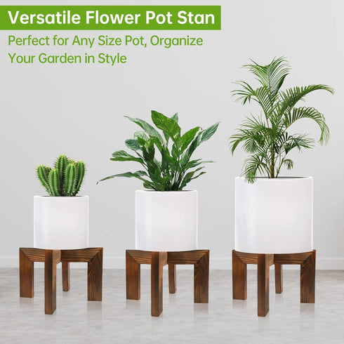 Wood Plant Stand for Indoor/Outdoor, Large Size Sturdy Flower Pot Holder, Fits Most Flower Pots (1 Pack)