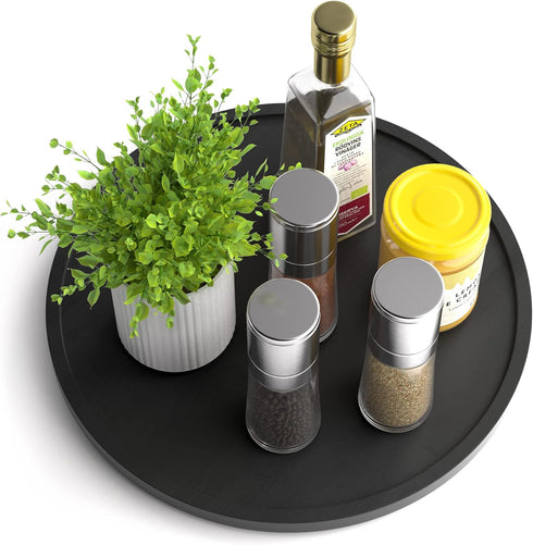 Lazy Susan Organizer, 12 Inch Non-Skid Bamboo Rotating Spice Rack for Kitchen Countertop Storage