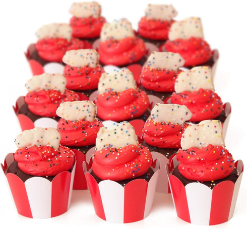 Popcorn Cupcake Wrappers, Red and White Striped, Set of 48 for Circus Party Supplies and Celebrations