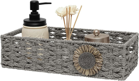 Toilet Paper Basket for Tank Top Bathroom, Organizing Storage Tray for Counter Bathroom Organizer