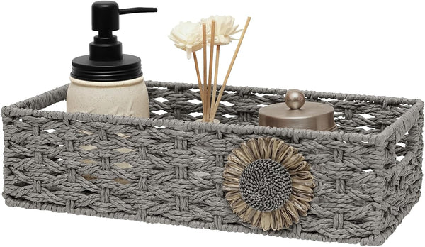 Toilet Paper Basket for Tank Top Bathroom, Organizing Storage Tray for Counter Bathroom Organizer