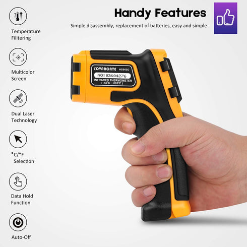 Infrared Thermometer Non-Contact Digital Laser Temperature Gun, -58?~1112?, for Cooking, BBQ, Food, Engine