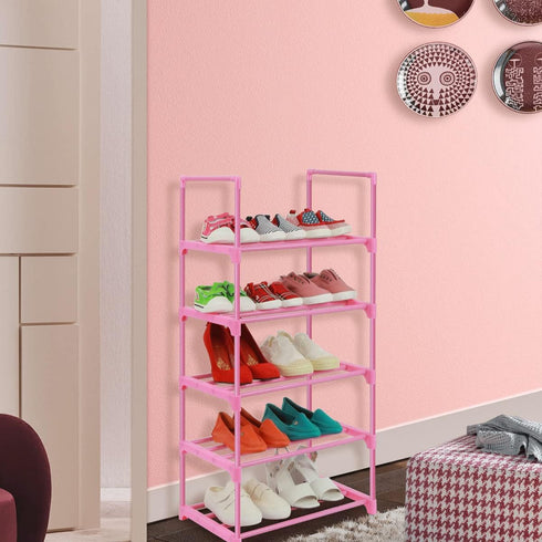 5-Tier Closet LNYZQUS Small Kids Shoe Rack Organizer, Pink Toddler Shoe Shelf Shoe Stand for Narrow Space,Mini Shoe