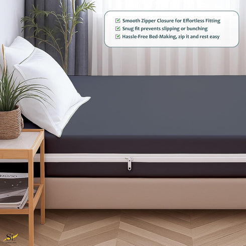 48x75 3/4 100% 8 Inch Mattress Protector Full Bunk Waterproof Zippered Cover, Deep, Six-Sided Encasement for Camper