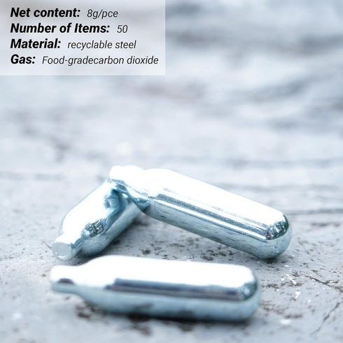 CO2 Cartridges,8g CO2 50pcs 8g CO2 Cylinders Soda Chargers for Sparkling Water Maker, Seltzer Water Chargers, Seltzer