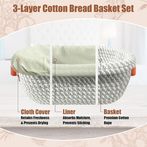 40oz 10" 11" Set Sourdough Starter Kit, Sourdough Bread Baking Supplies with Jar, & Cotton Banneton Proofing Baskets