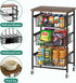 Kitchen Storage Cart with Wheels - 4-Tier Metal Utility Rolling Cart with Wood Top & Pull Out Baskets