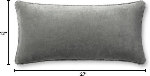 Loloi Liza Pillow Cover, 12'' x 27'' with Down, Grey