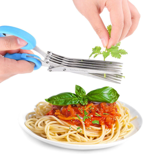 Herb Scissors with Kitchen Gadgets Retail Package - Multipurpose Kitchen Shears with 5 Sharp Blades