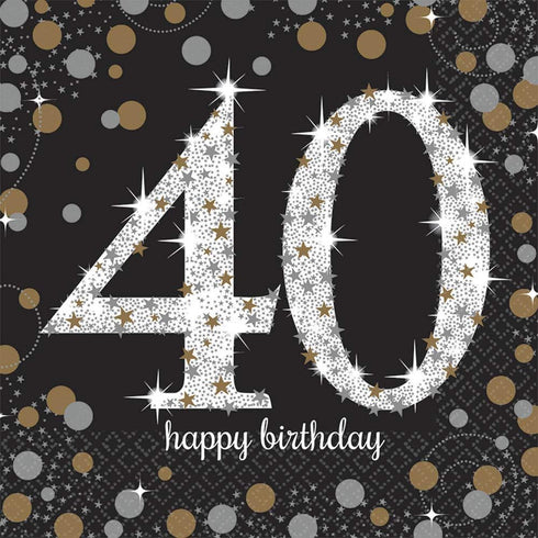 Sparkling Celebration Multicolor Paper Napkins, 40 Luncheon, 6.5" x 6.5", Pack of 16