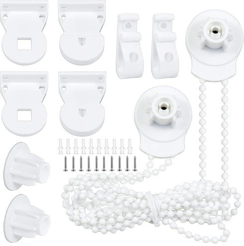 SelfTek 2 Set 25mm Roller Blind Fittings Plastic Brackets with Beaded Chain Replacement Repair Kit