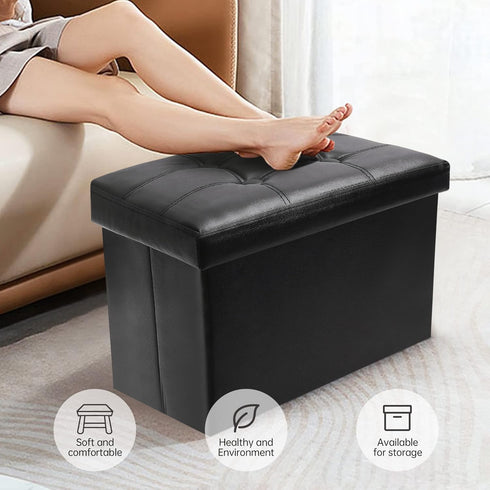 SOYOTA Storage Ottoman Cube Storage Ottoman as Foot Stool, Foot Rest & Stepping Stool - Folding Storage Ottoman