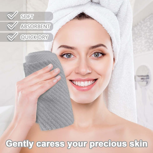 6PC (13"x13") 100% Set, VOOVA & MOVAS Grey Washcloths - Cotton | Lightweight | Thick | Quick Dry | Soft | Absorbent