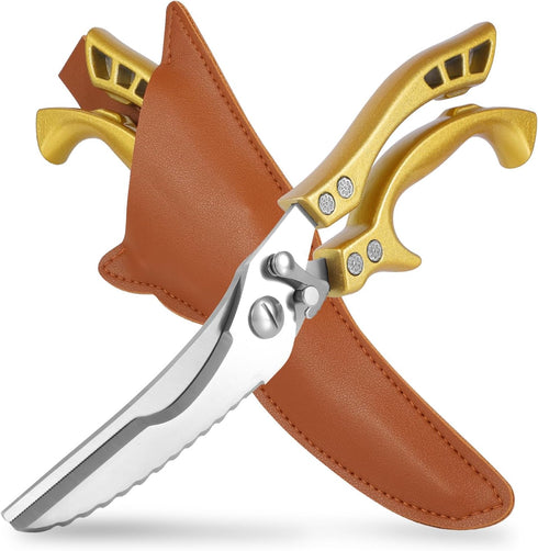 ANDONG Heavy Duty Kitchen Poultry Shears with Serrated Edge, Spring Loaded Kitchen