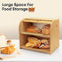 Countertop, 3 Counter, Bread Box for Kitchen Double Layer Bamboo Bread Storage Container for Homemade Bread, Roll Top