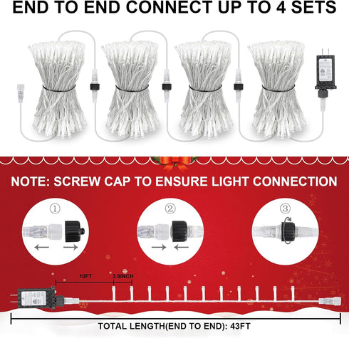 33 100LEDs 8 FT Christmas Lights Plug in,Outdoor Indoor Connectable Fairy Lights with Timer and Modes,Christmas Tree