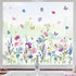 decalmile Summer Garden Flower Double Sided Window Clings, Spring Wildflower Purple Floral Iris Butterflies Decals