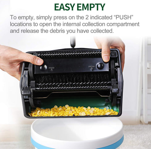 Yocada Carpet Sweeper Cleaner for Home Office, Low Carpets, Pet Hair Dust Scraps Cleaning with Brush - Green