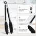 HOTEC Premium Stainless Steel Locking Kitchen Tongs, Set of 3 Sizes (7", 9", 12"), Black