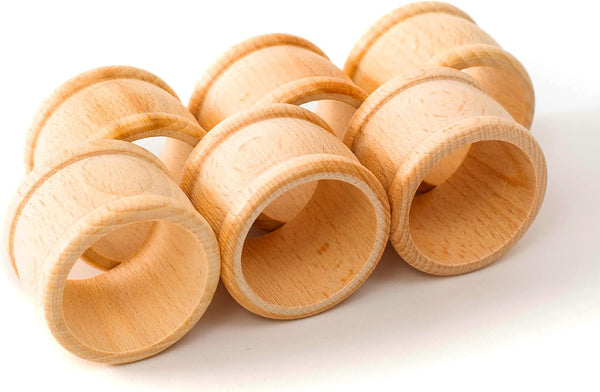 tuuli Kitchen Wooden Napkin Rings, 6-Piece Set for Table Decoration, 1.69 x 1.26 inches