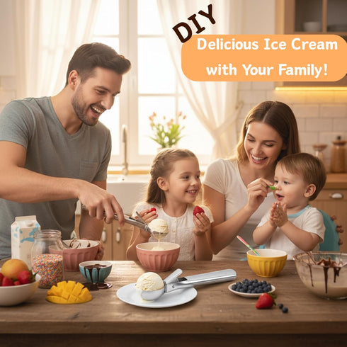 Frozen ZKIRON Old-school Heavy Duty Ice Cream Scoop - Stainless Steel, Dishwasher Safe, Trigger Release; Cookie Dough