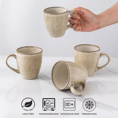 Set 6, 12oz Set GBHOME Ceramic Coffee Mugs of Stoneware Coffee Mugs For Dad Mom Women MEN, Light Weight Coffee Cups