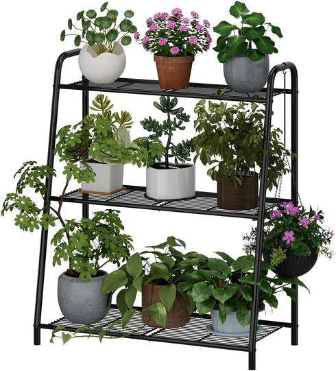 kiplant Plant Stand Indoor, Outdoor Tiered Plant Stand, Corner/Metal/Black Plant Shelf