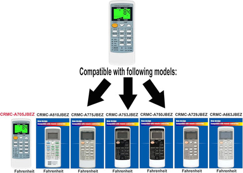 Replacement Remote Control for Sharp Air Conditioner, Model CRMC-A805JBEZ, Works for CV-P09FL, CV-P10MX