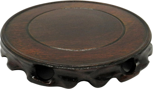 CVHOMEDECO. Rustic Vintage Rosewood Circular Display Stand Vase Pot Base Fishbowl Pedestal