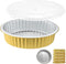 10" Sturdy Foil Pans + Snap-On Lids (5 Pack) | Heavy Duty Reusable Foil Tin for Baking Cooking