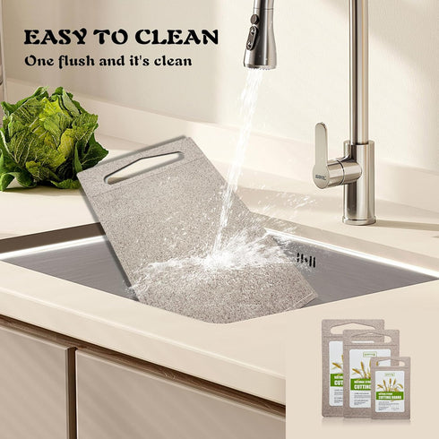 2PCS Wheat Straw Fiber Cutting Board Set for Kitchen, Eco-friendly, Non-slip, Dishwasher Safe (S+M)