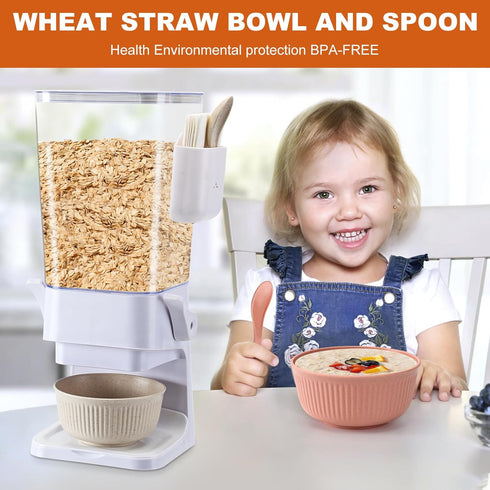 Cereal Dispenser Countertop 2 Pack with Bowls, 5.5 QT Dry Food Dispenser Snack Organizer Containers for Kitchen