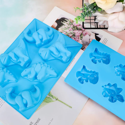 Beasea Dinosaur Soap Mold, 2 Pack 3D Silicone Mat for Mini Chocolate Cake, Fondant, Cookie Baking