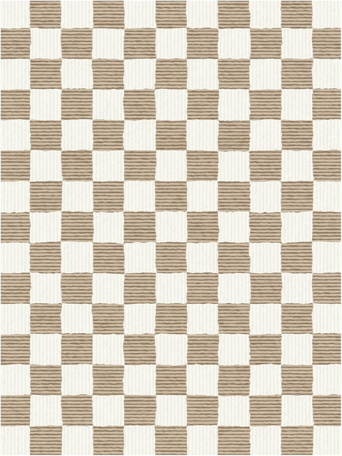 3' 5' Checkered Brown Area Rug Washable Large Living Room Rug Geometry Neutral Line Non-Slip Soft Bedroom Carpet Dining