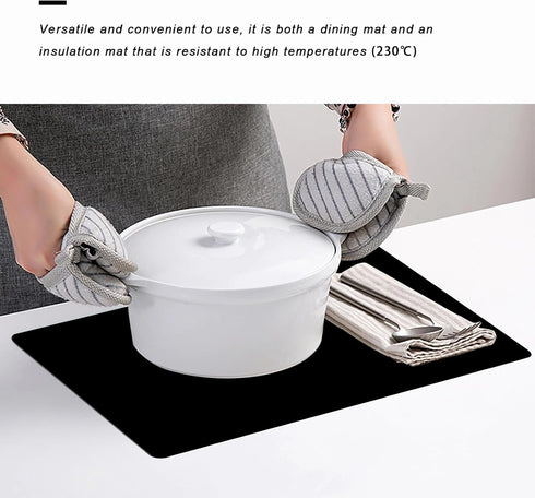 Food-Grade Silicone Placemats, Non-Slip Waterproof Kitchen Counter Protector, Heat Resistant, Dishwasher Safe Baking Mat