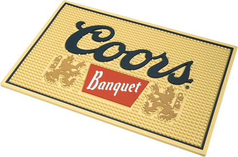 Coors Banquet Bar Mat - 18x12 inches, Non-Slip Rubber Backing, Perfect for Countertop Home Bar Coffee Maker Pet Bowl Compatible