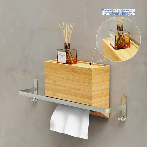 NiHome Hand Towel Box Cover for Kleenex, Natural Bamboo Tissue Box Cover for Home, Office, Bathroom Decor, Fits