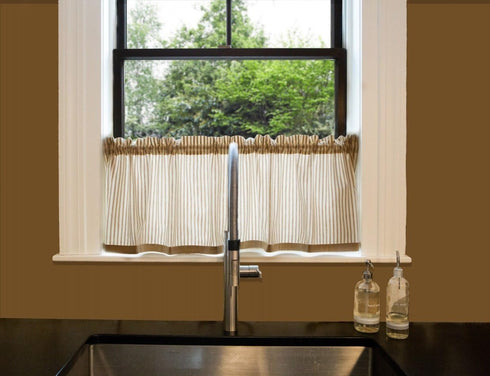 Heritage Lace Ticking Valance, Tan/White, 55" x 15"