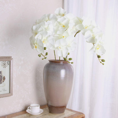 FagusHome 32" Artificial Phalaenopsis Flowers, 6 Pcs with 4 Bundles Leaves for Home Décor