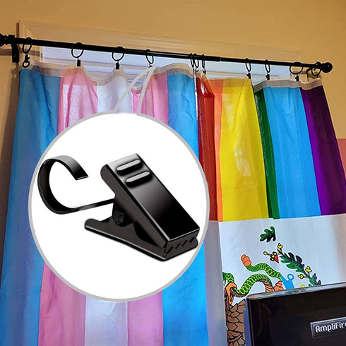 Pack 25 BIHRTC of Black Curtain Clips String Light Hangers Small Metal Wire Holder for Hanging Camper Awning Light