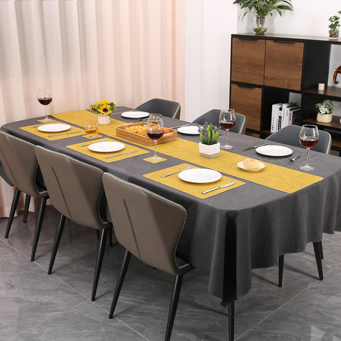 Chitomars 55 Inches 12 55 Inch) Table Runners Long, Dual-Sided Faux Leather Farmhouse Table Runner Waterproof Heatproof