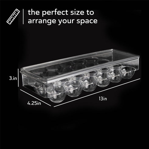 12 count 2 Pack Egg Holder for Fridge Egg Container for Refrigerator Clear Stackable with Lid & Handles
