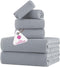 CASA COPENHAGEN Wave Textured 6 Piece Towel Set- Grey Violet, 550 GSM